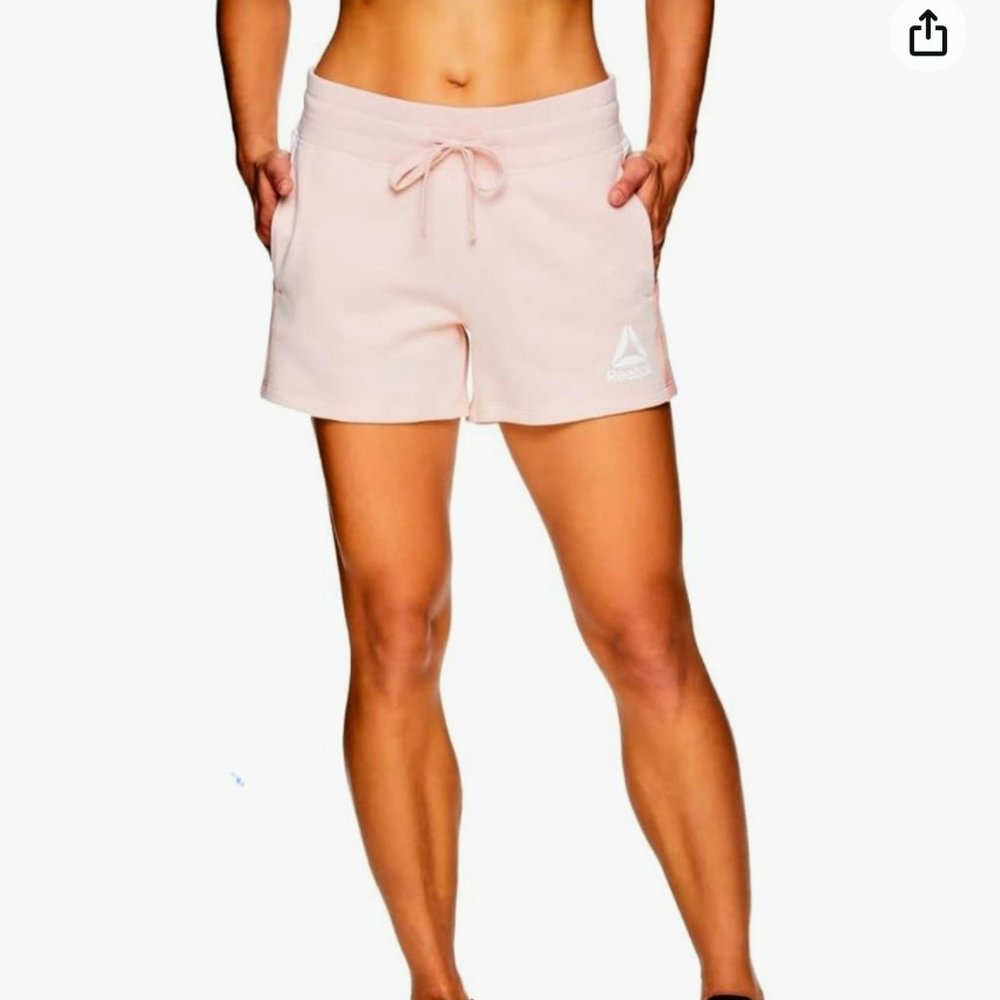 Reebok Women's 3.5 Inseam Casual Pink Colorblock Drawstring Shorts, Size L